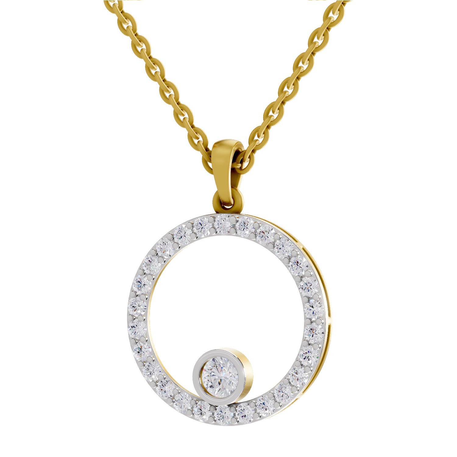 1 ct Circle Shape Diamond Pendant in 14K
