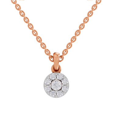 0.50 ct Round Shape Halo Diamond Pendant | 14K Rose Gold