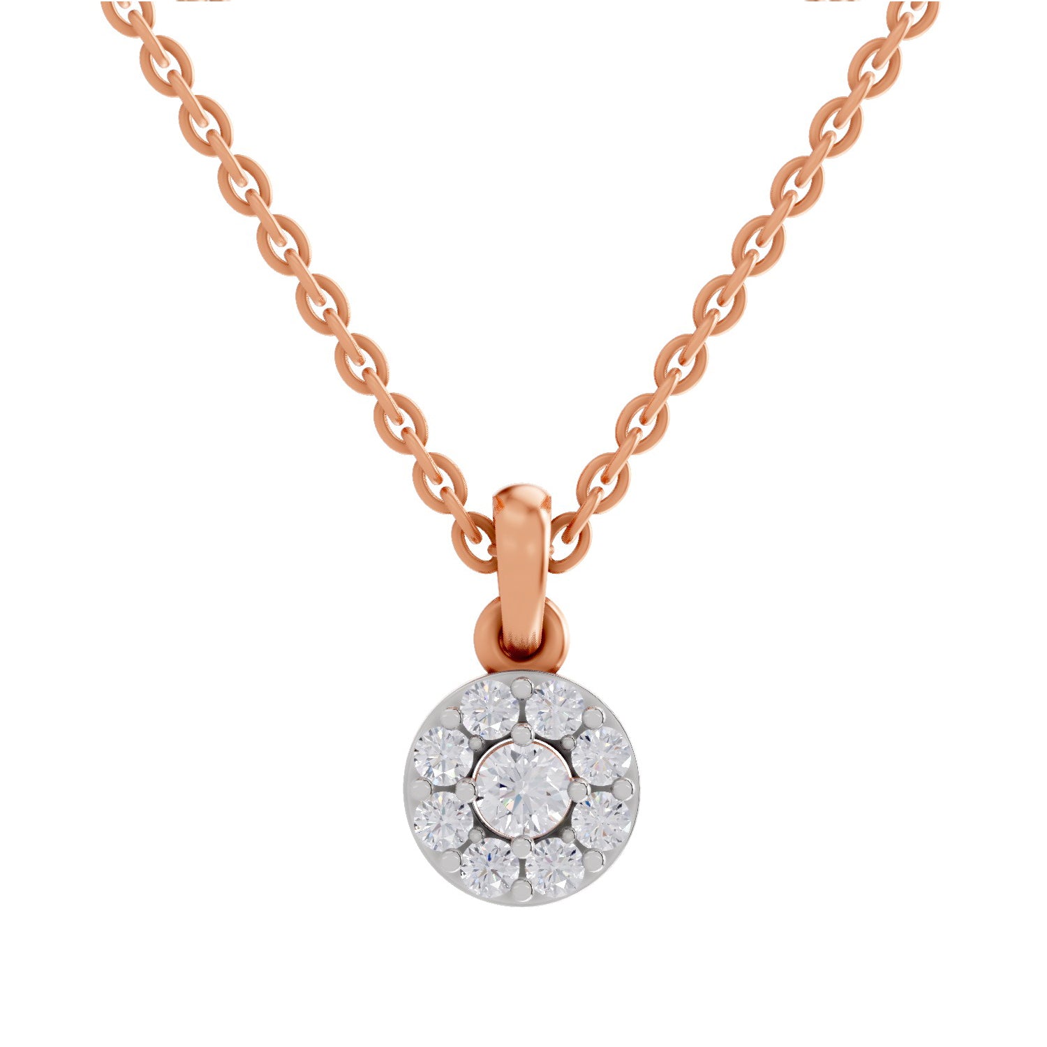 0.50 ct Round Shape Halo Diamond Pendant | 14K Yellow Gold