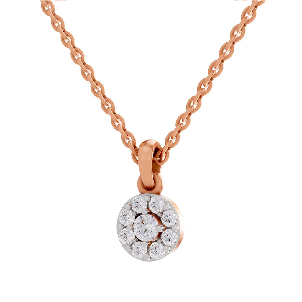 0.50 ct Round Shape Halo Diamond Pendant | 14K Yellow Gold