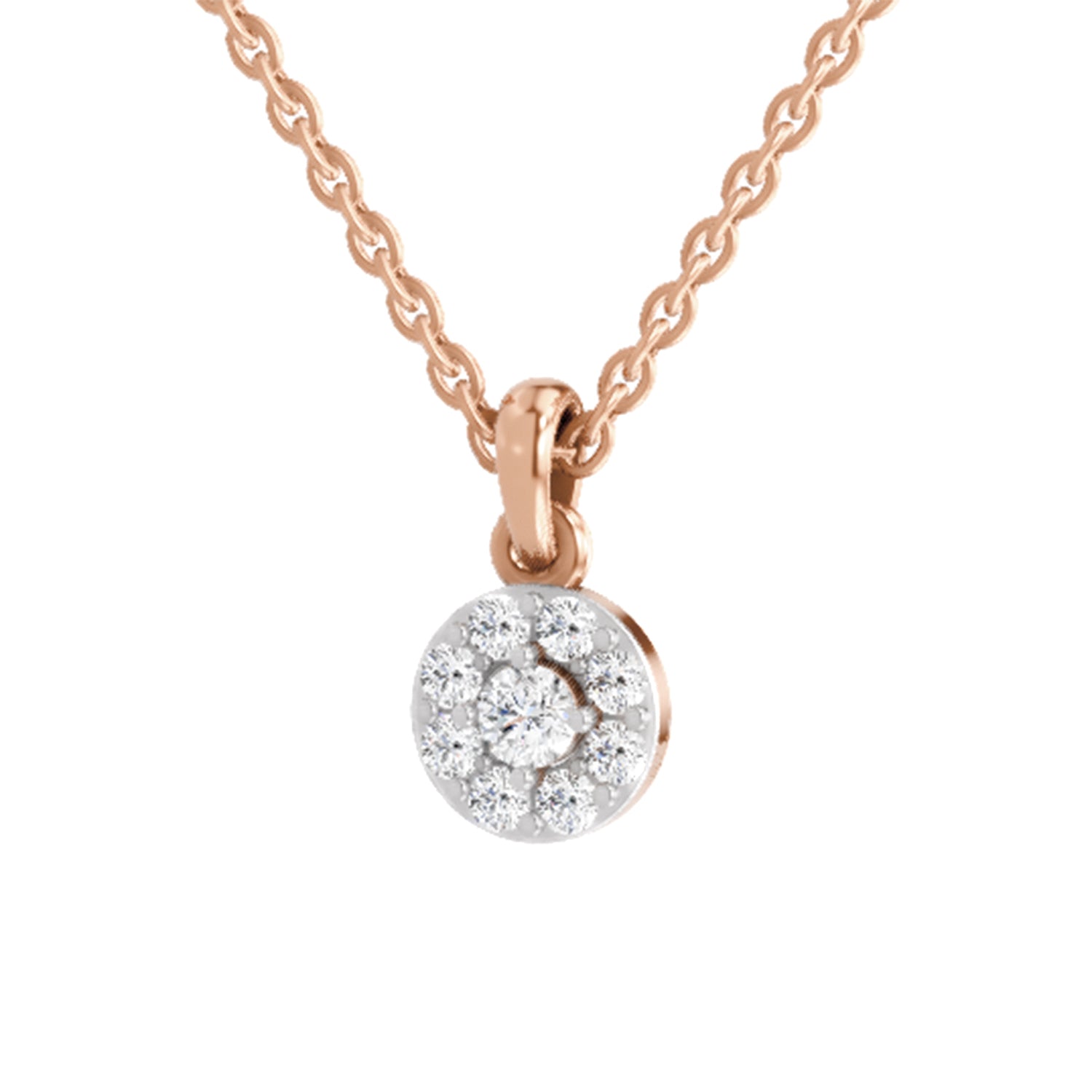 0.50 ct Round Shape Halo Diamond Pendant | 14K Rose Gold