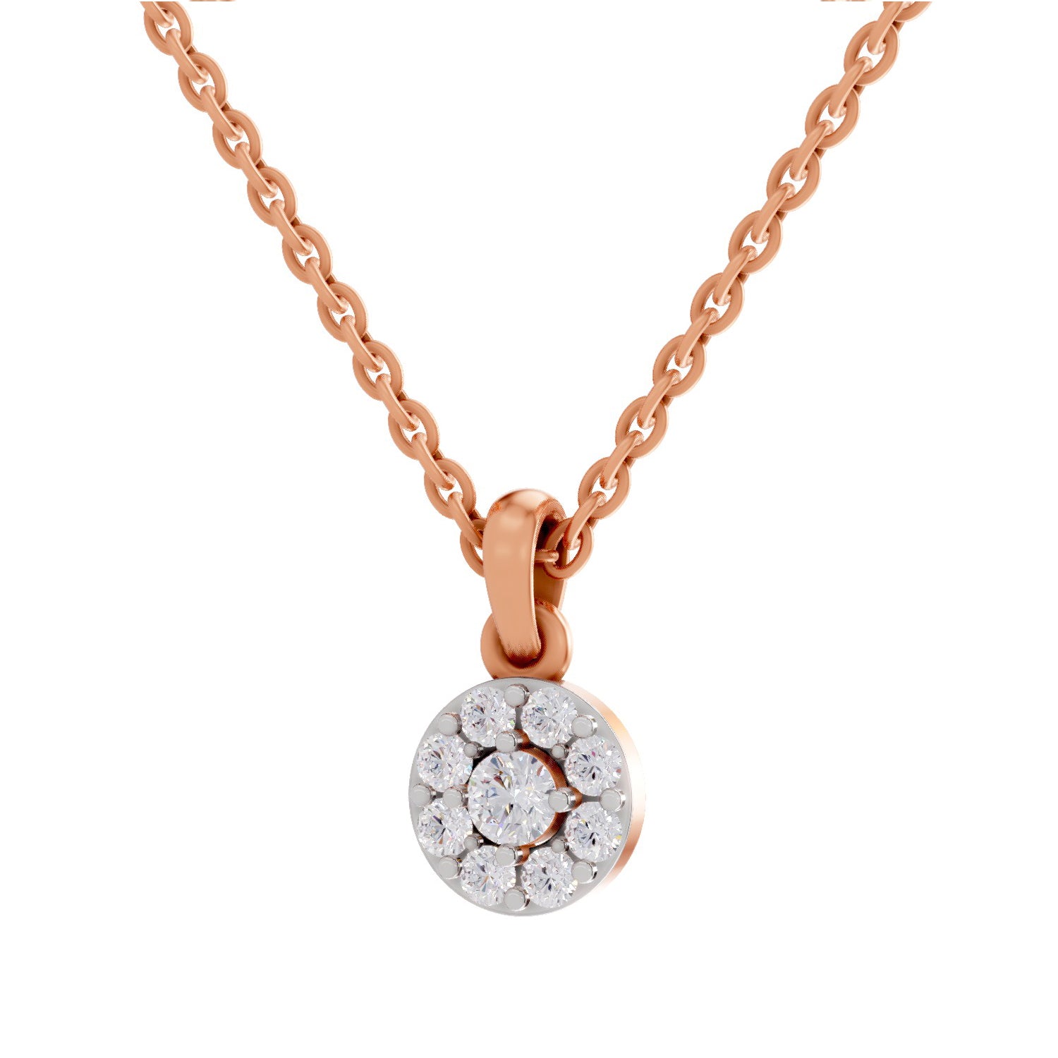 0.50 ct Round Shape Halo Diamond Pendant | 14K Yellow Gold