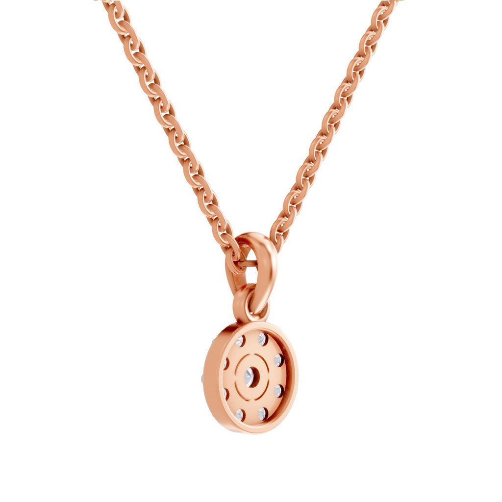 0.50 ct Round Shape Halo Diamond Pendant | 14K Yellow Gold