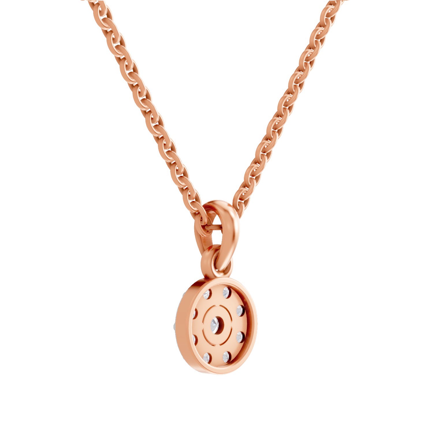 0.50 ct Round Shape Halo Diamond Pendant | 14K Yellow Gold