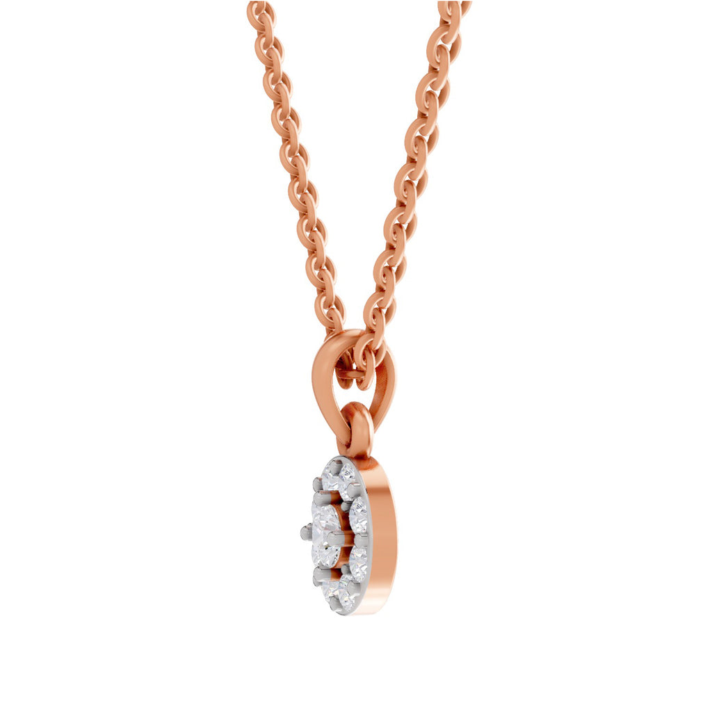 0.50 ct Round Shape Halo Diamond Pendant | 14K Yellow Gold