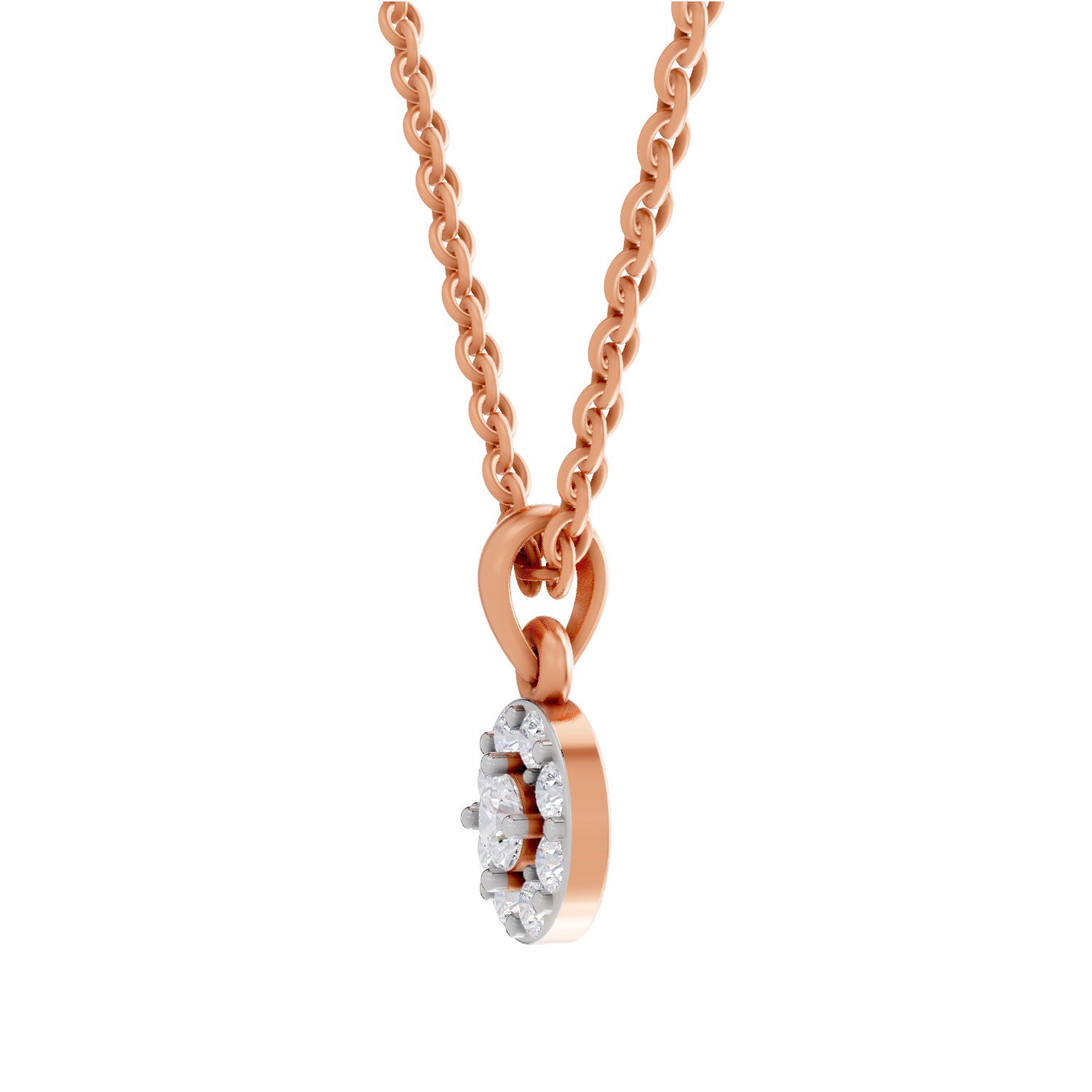 0.50 ct Round Shape Halo Diamond Pendant | 14K Yellow Gold