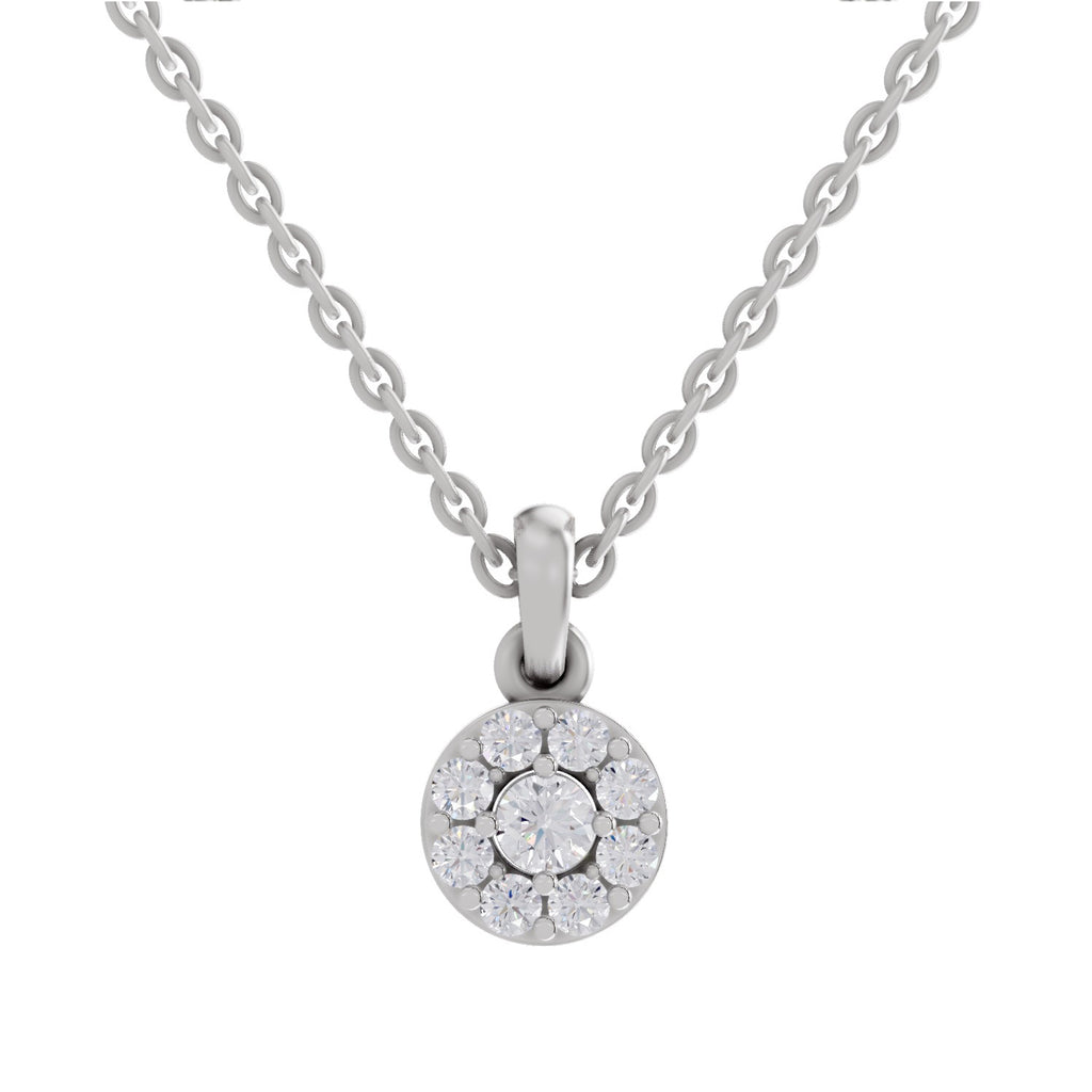 0.50 ct Round Shape Halo Diamond Pendant | 14K Yellow Gold