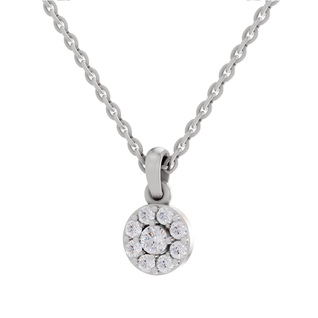 0.50 ct Round Shape Halo Diamond Pendant | 14K Yellow Gold