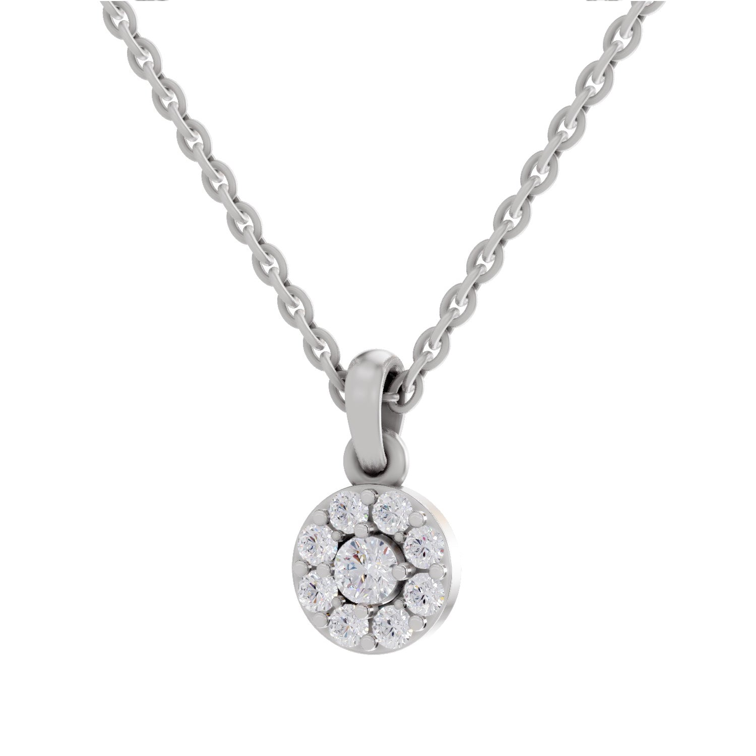 0.50 ct Round Shape Halo Diamond Pendant | 14K Yellow Gold