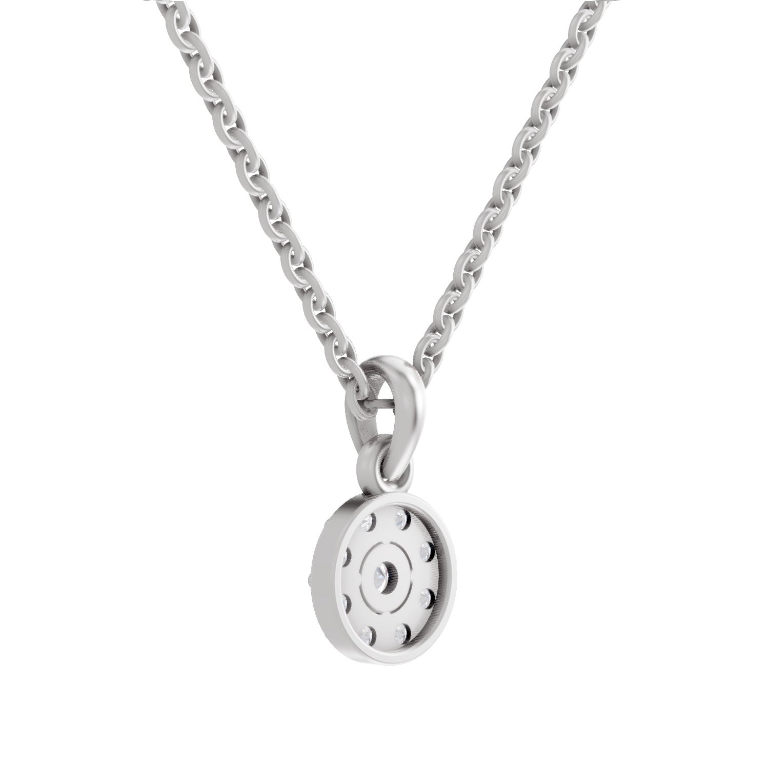 0.50 ct Round Shape Halo Diamond Pendant | 14K Yellow Gold