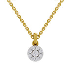 0.50 ct Round Shape Halo Diamond Pendant | 14K Yellow Gold