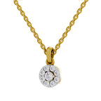 0.50 ct Round Shape Halo Diamond Pendant | 14K Yellow Gold