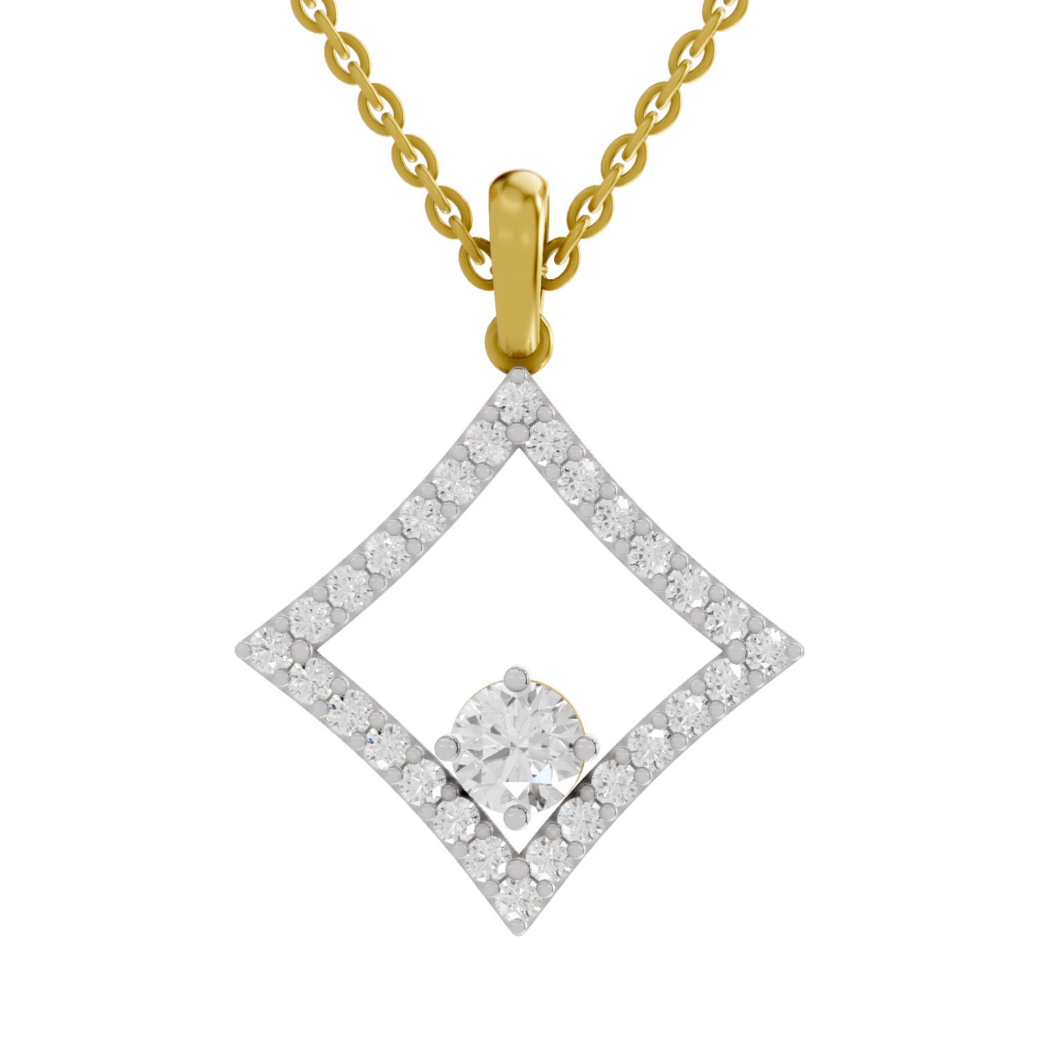 1.31 Round Shape | 925 Sterling Silver Gold Plated Halo Pendant Necklace