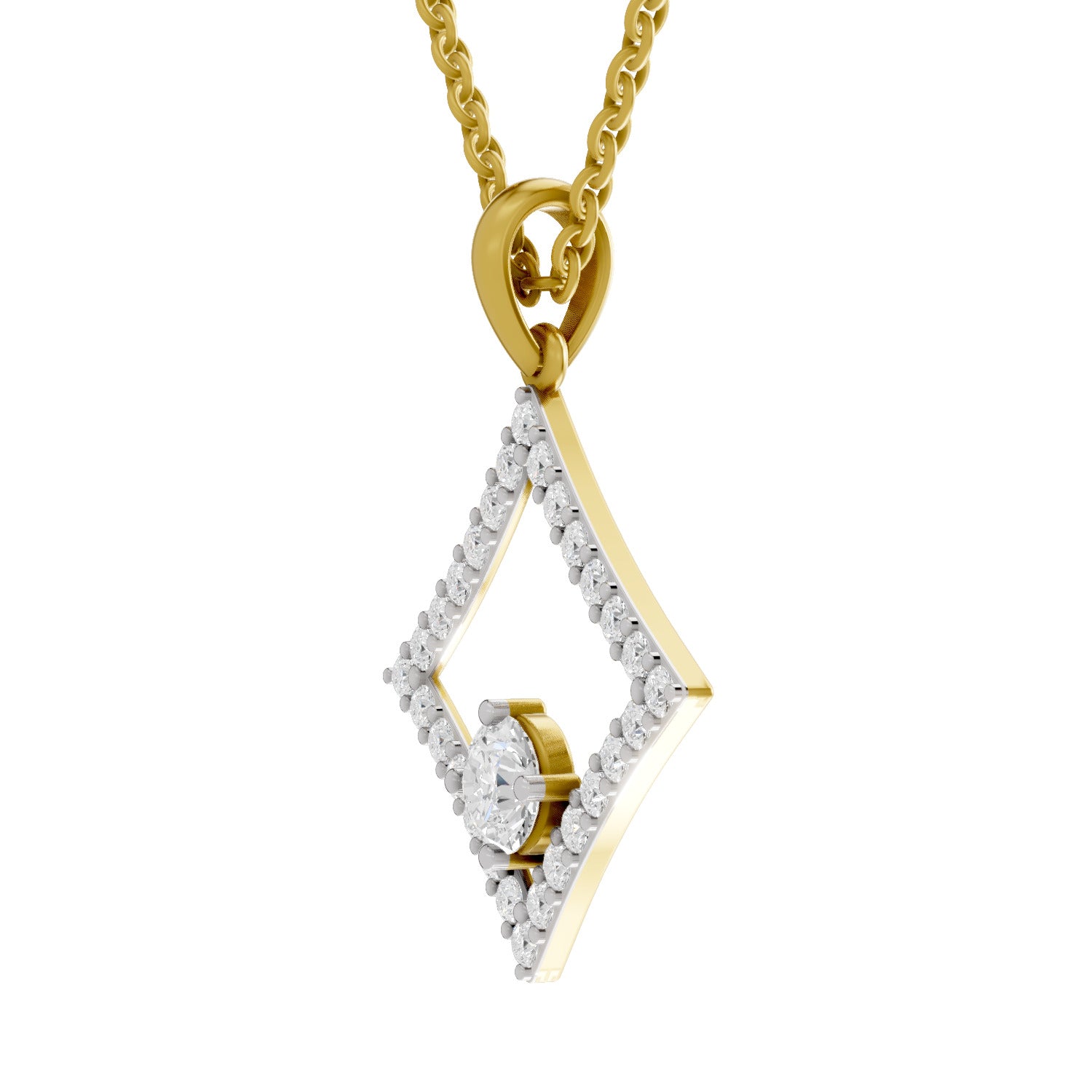 1.31 Round Shape | 925 Sterling Silver Gold Plated Halo Pendant Necklace