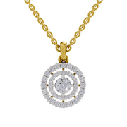 1.3 Ct Round Shape Diamond | 925 Sterling Silver Gold Plated Halo Pendant Necklace