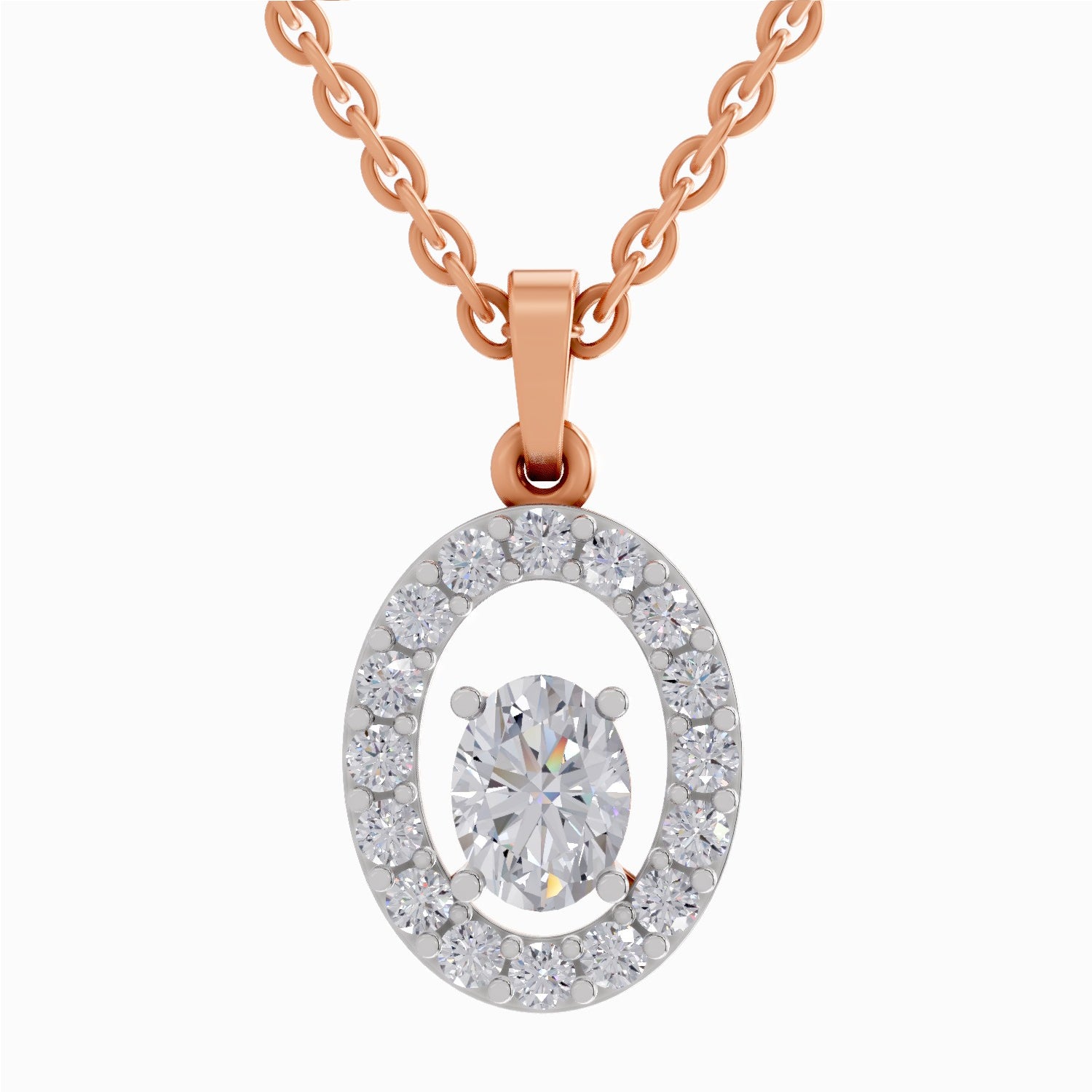 1.38 ct Oval Shape Halo Diamond Pendant in 14K