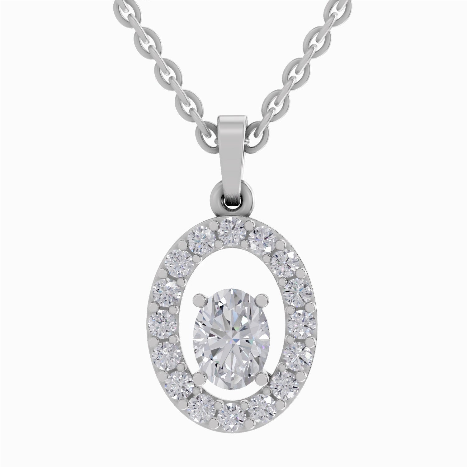 1.38 ct Oval Shape Halo Diamond Pendant in 14K