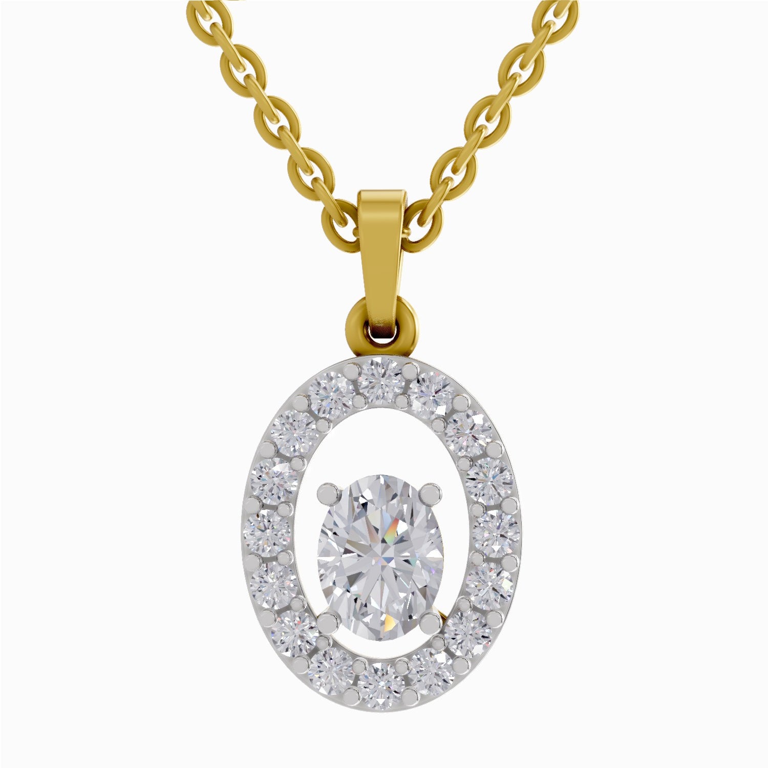 1.38 ct Oval Shape Halo Diamond Pendant in 14K