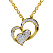 0.22 Round Shape | 925 Sterling Silver Gold Plated Twilight Hearts Pendant Necklace