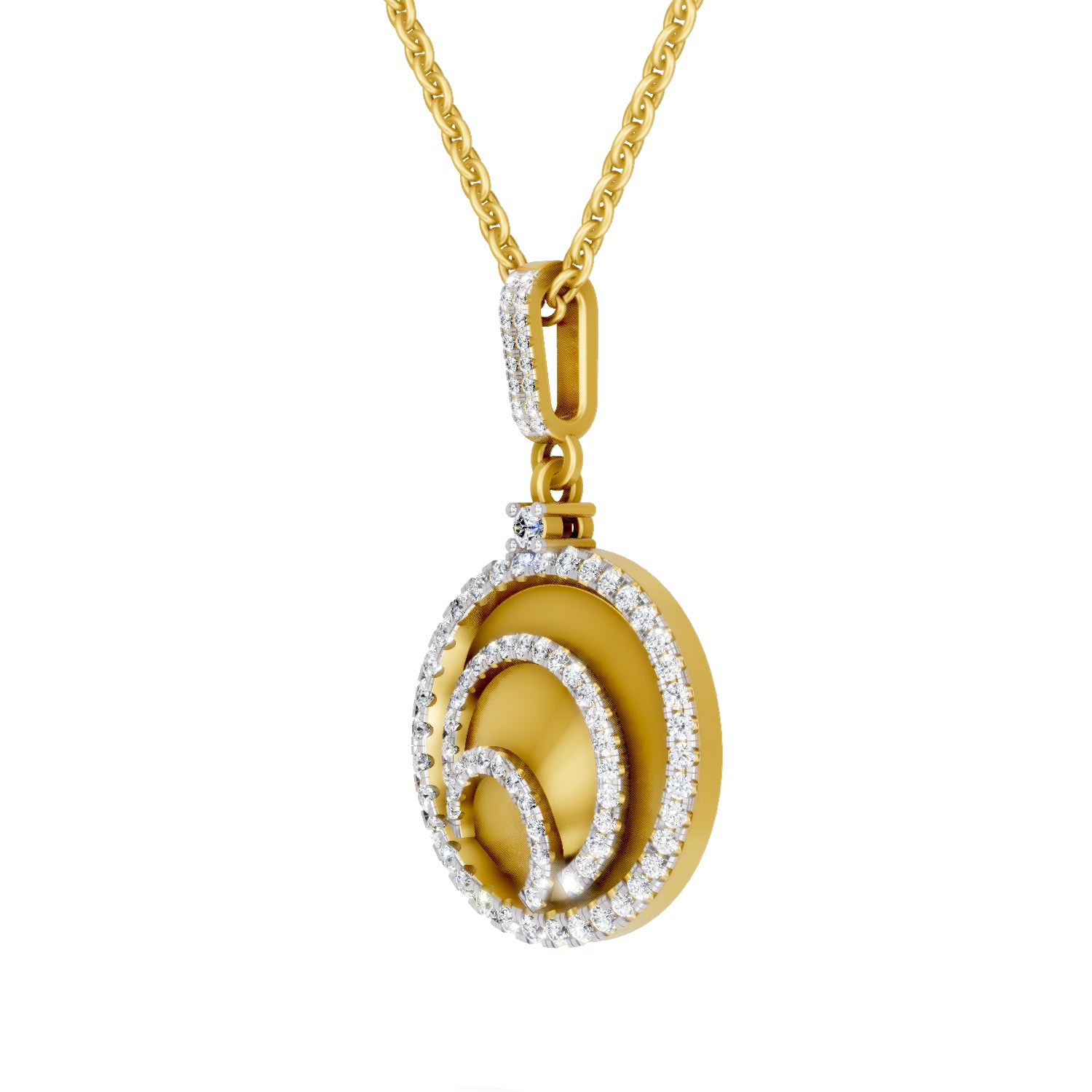 0.92 Carat | 925 Sterling Silver Gold Plated Swirl Diamond Pendant Necklace