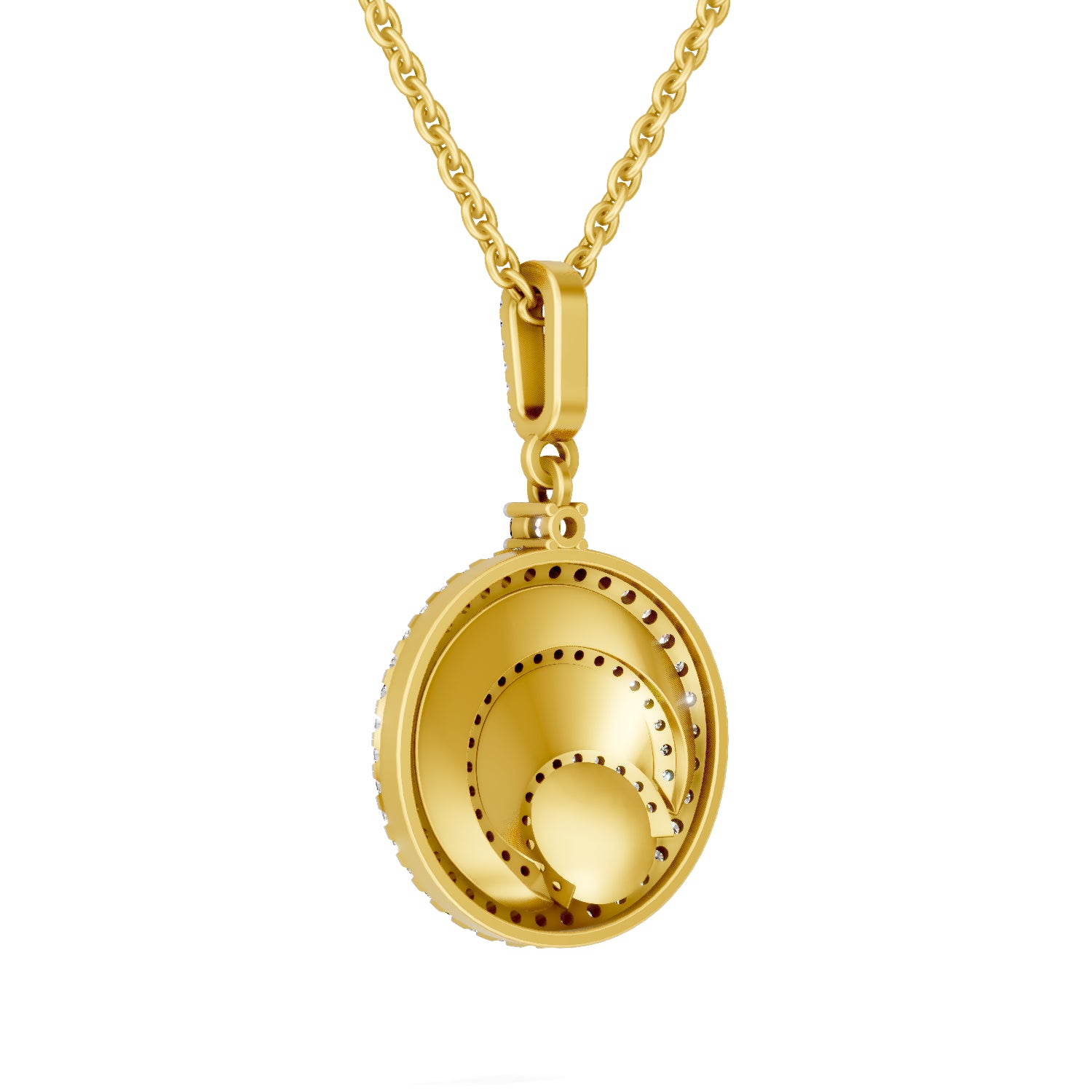 0.92 Carat | 925 Sterling Silver Gold Plated Swirl Diamond Pendant Necklace