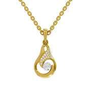 0.29 Round Shape | 925 Sterling Silver Gold Plated Swirl Pendant Necklace