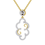 0.84 Ct Round Shape Diamond | 925 Sterling Silver Gold Plated Halo Pendant Necklace