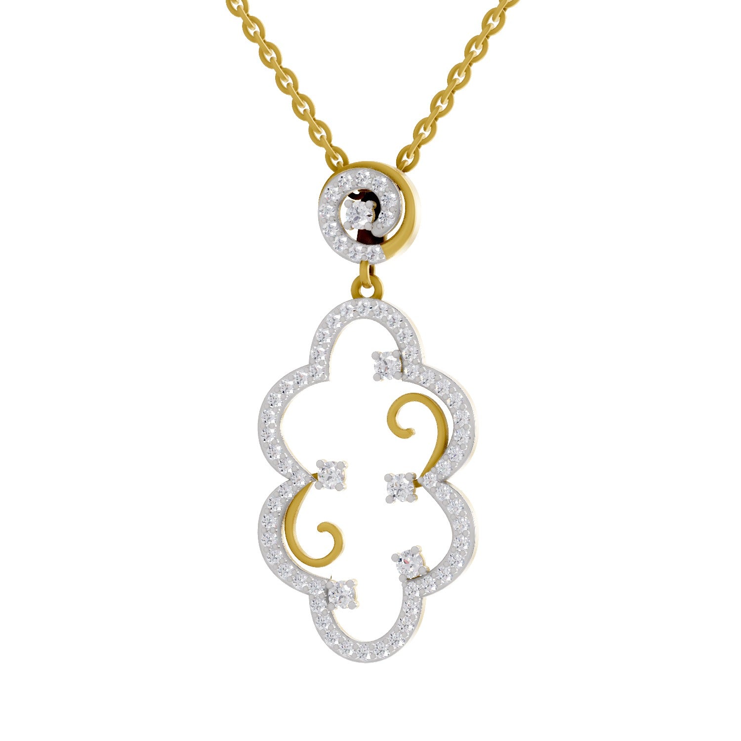 0.84 Ct Round Shape Diamond | 925 Sterling Silver Gold Plated Halo Pendant Necklace