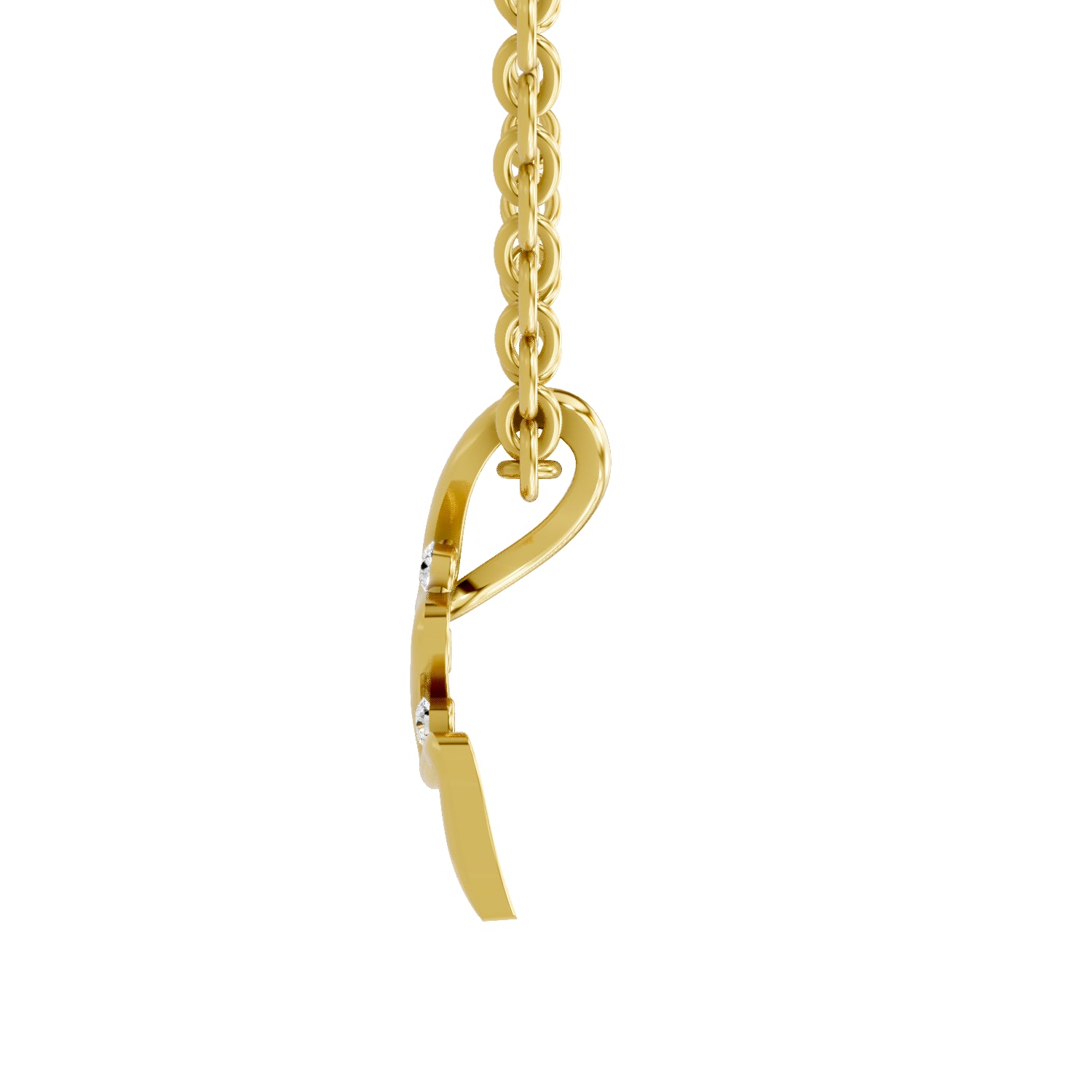 0.04 Carat | 925 Sterling Silver Gold Plated Zigzag Diamond Pendant Necklace