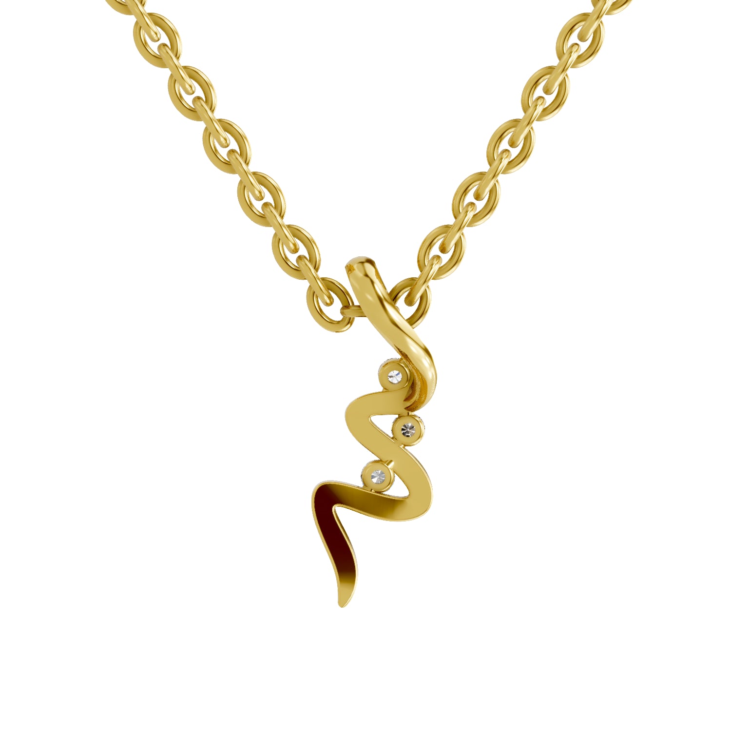 0.04 Carat | 925 Sterling Silver Gold Plated Zigzag Diamond Pendant Necklace