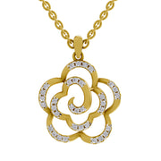 0.33 Round Shape | 925 Sterling Silver Gold Plated Floral Pendant Necklace