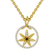 0.23 Round Shape | 925 Sterling Silver Gold Plated Floral Pendant Necklace