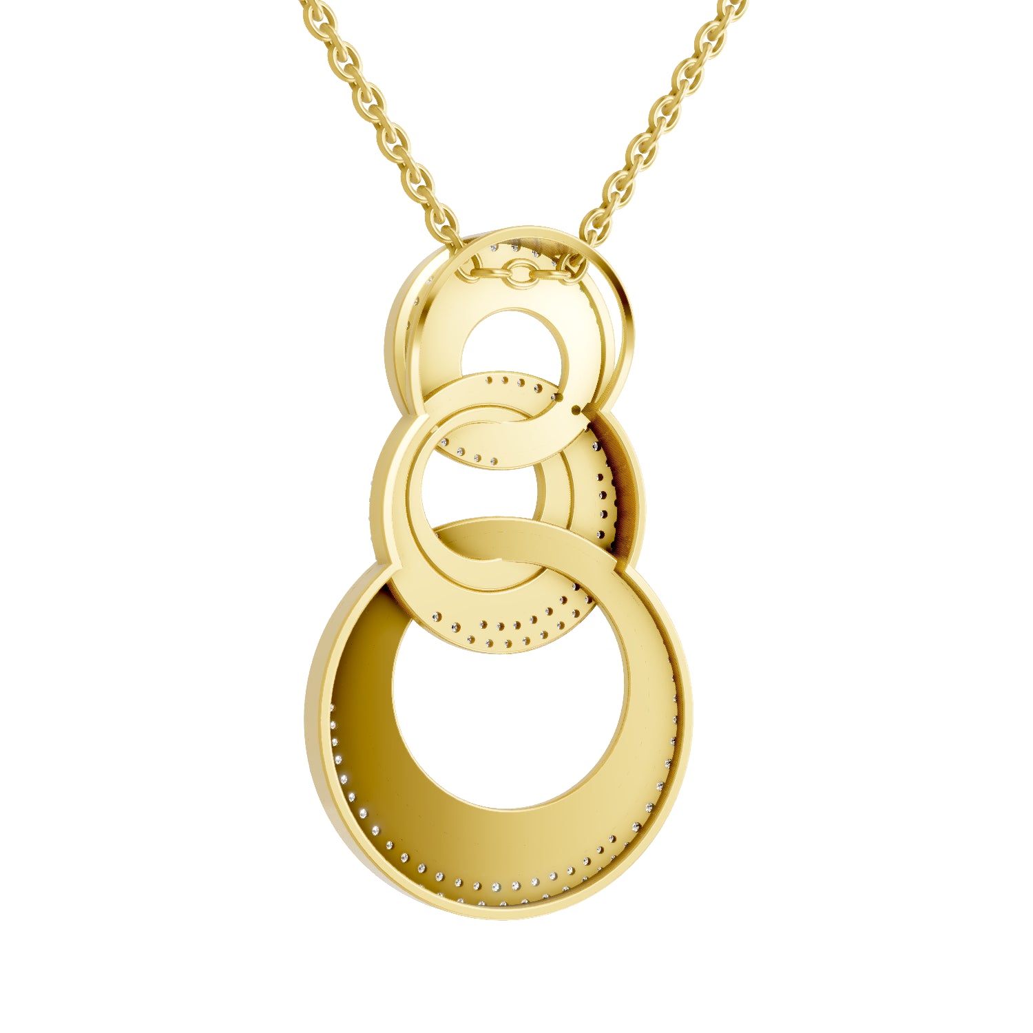 0.76 Carat | 925 Sterling Silver Gold Plated Trinity Link Pendant Necklace