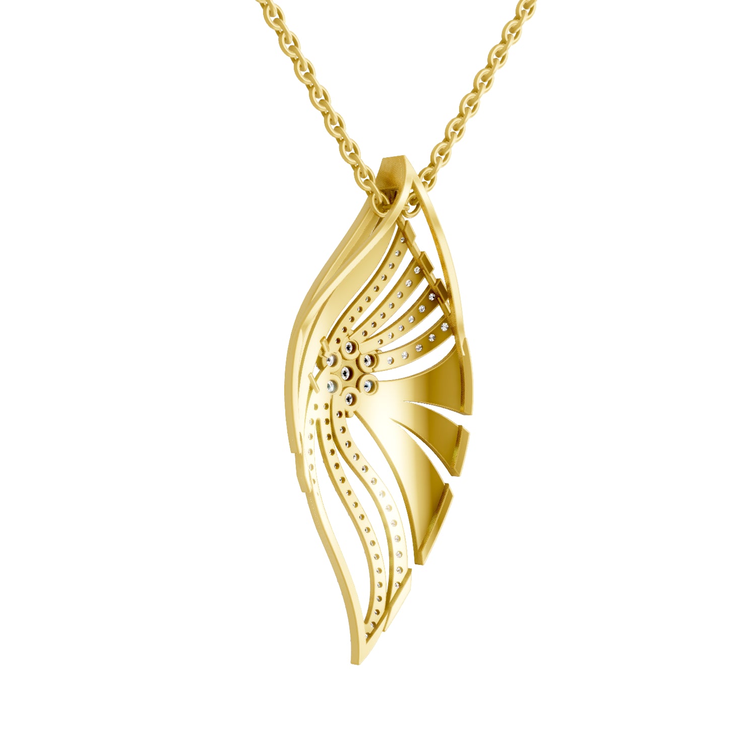 0.85 Carat | 925 Sterling Silver Gold Plated Leaf Cluster Diamond Pendant Necklace