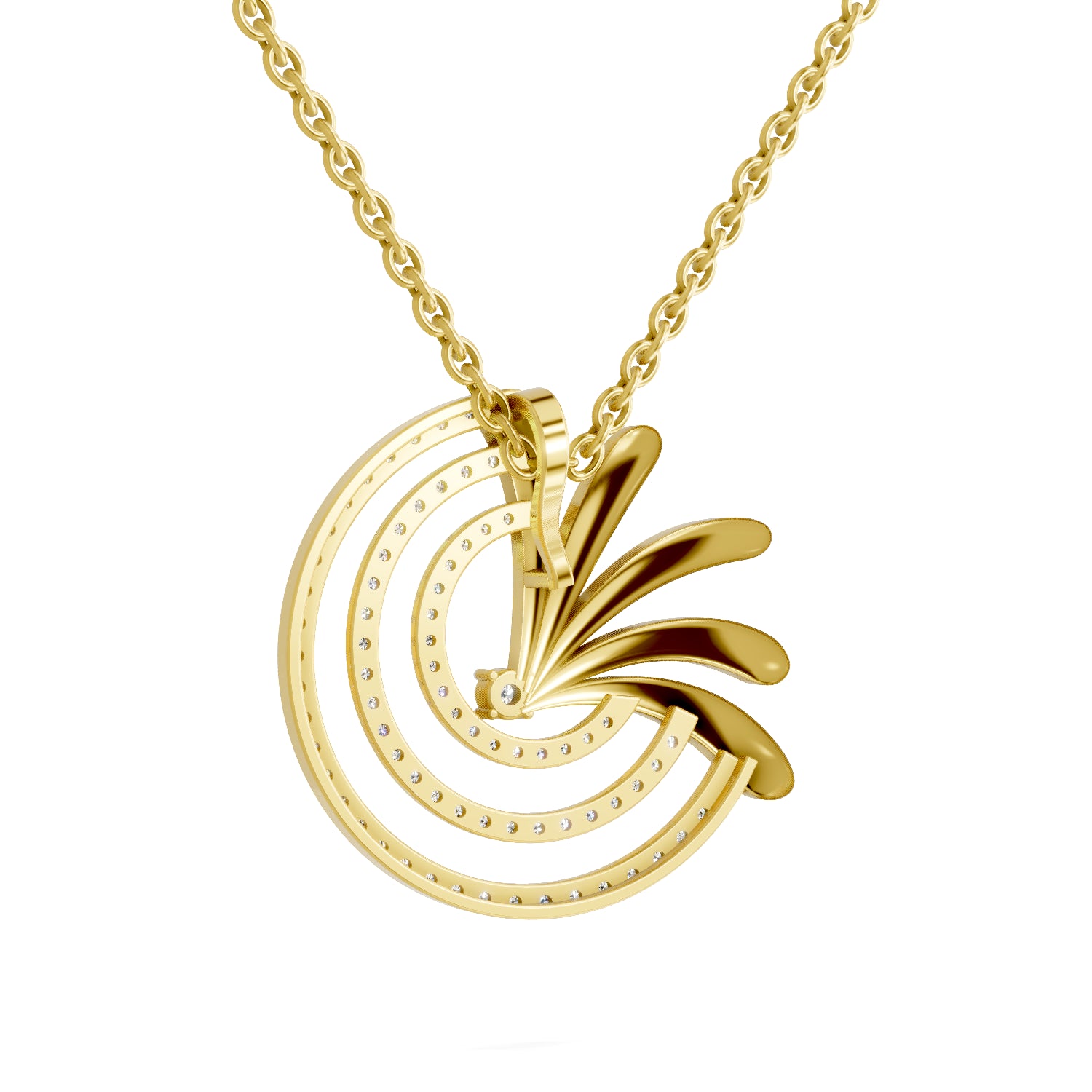 0.66 Carat | 925 Sterling Silver Gold Plated Half-Circle Pendant Necklace