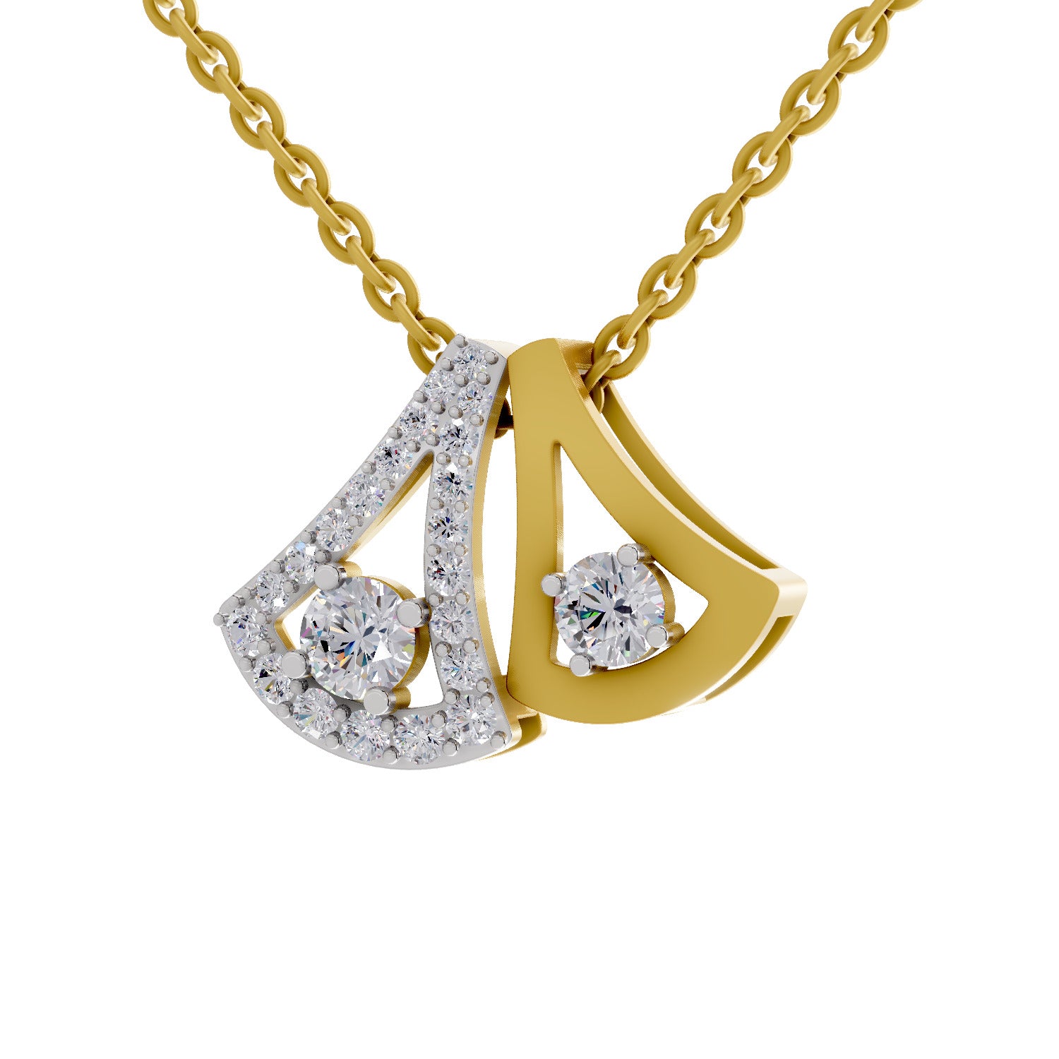 0.74 Round Shape | 925 Sterling Silver Gold Plated Pendant Necklace