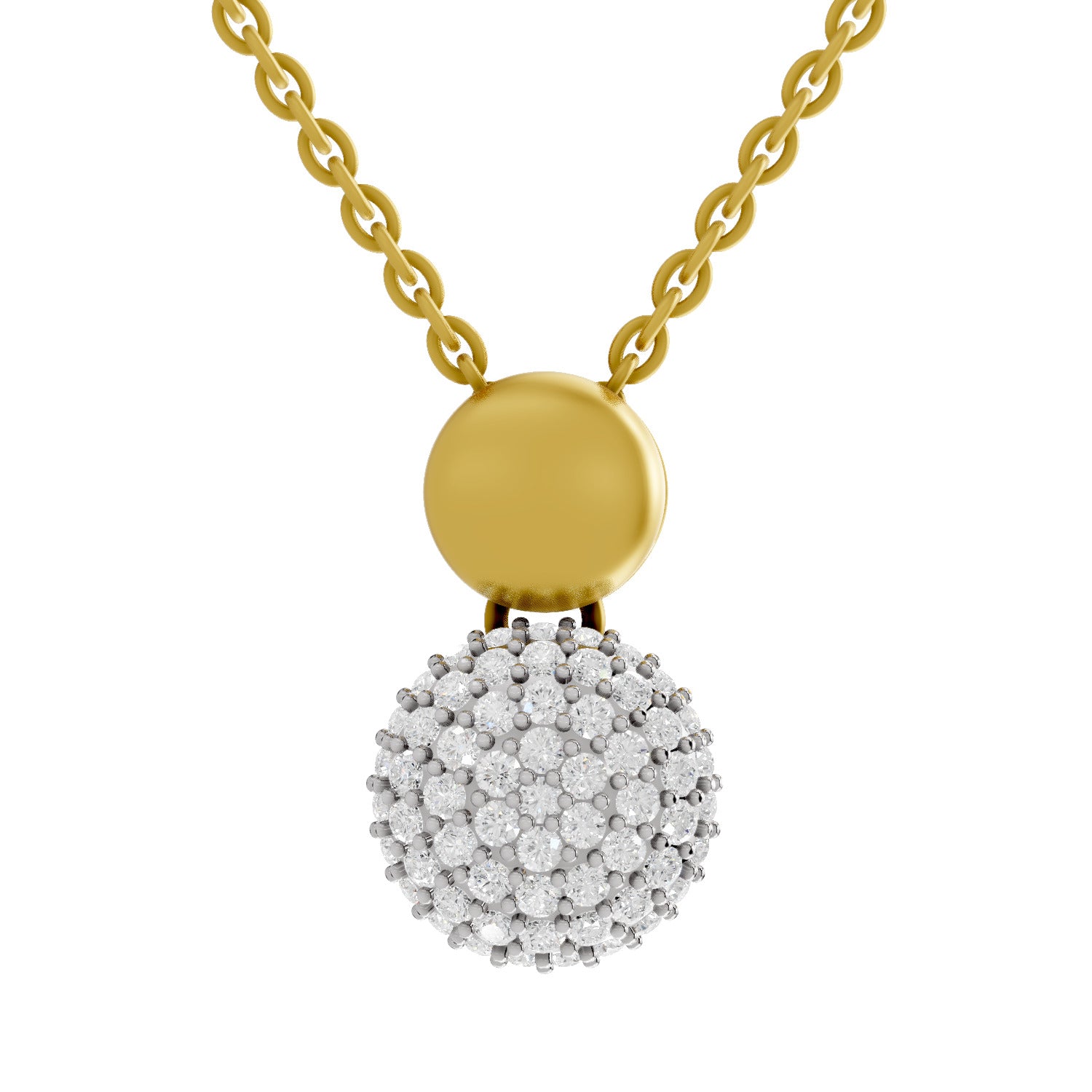 0.75 Round Shape | 925 Sterling Silver Gold Plated Cluster Pendant Necklace