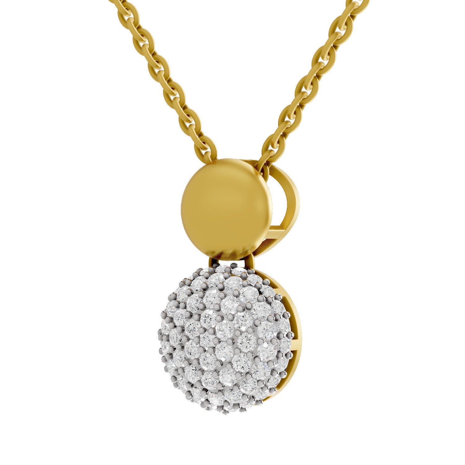 0.75 Round Shape | 925 Sterling Silver Gold Plated Cluster Pendant Necklace