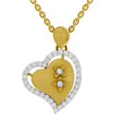 0.41 Round Shape | 925 Sterling Silver Gold Plated Heart Pendant Necklace
