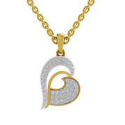 0.35 Round Shape | 925 Sterling Silver Gold Plated Heart Pendant Necklace