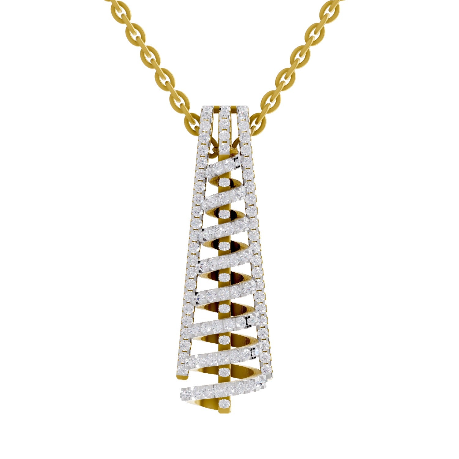 0.58 Round Shape | 925 Sterling Silver Gold Plated Spiral  Pendant Necklace
