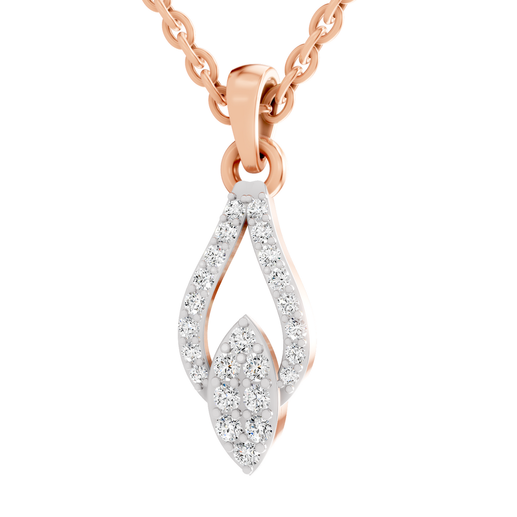 0.29 Carat Dewdrop Leaf Pendant | 14K Rose Gold