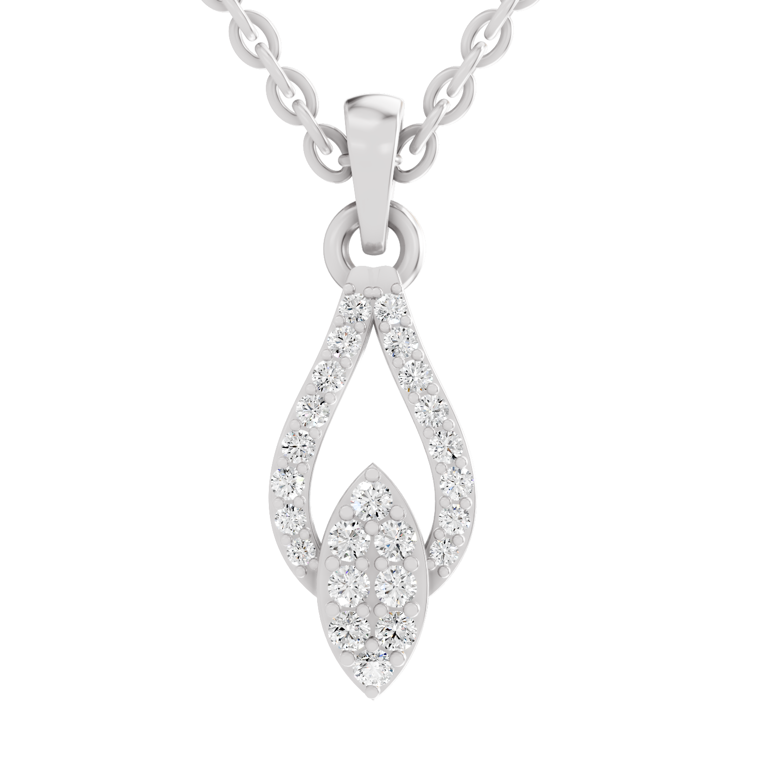 0.29 Carat Dewdrop Leaf Pendant | 14K White Gold