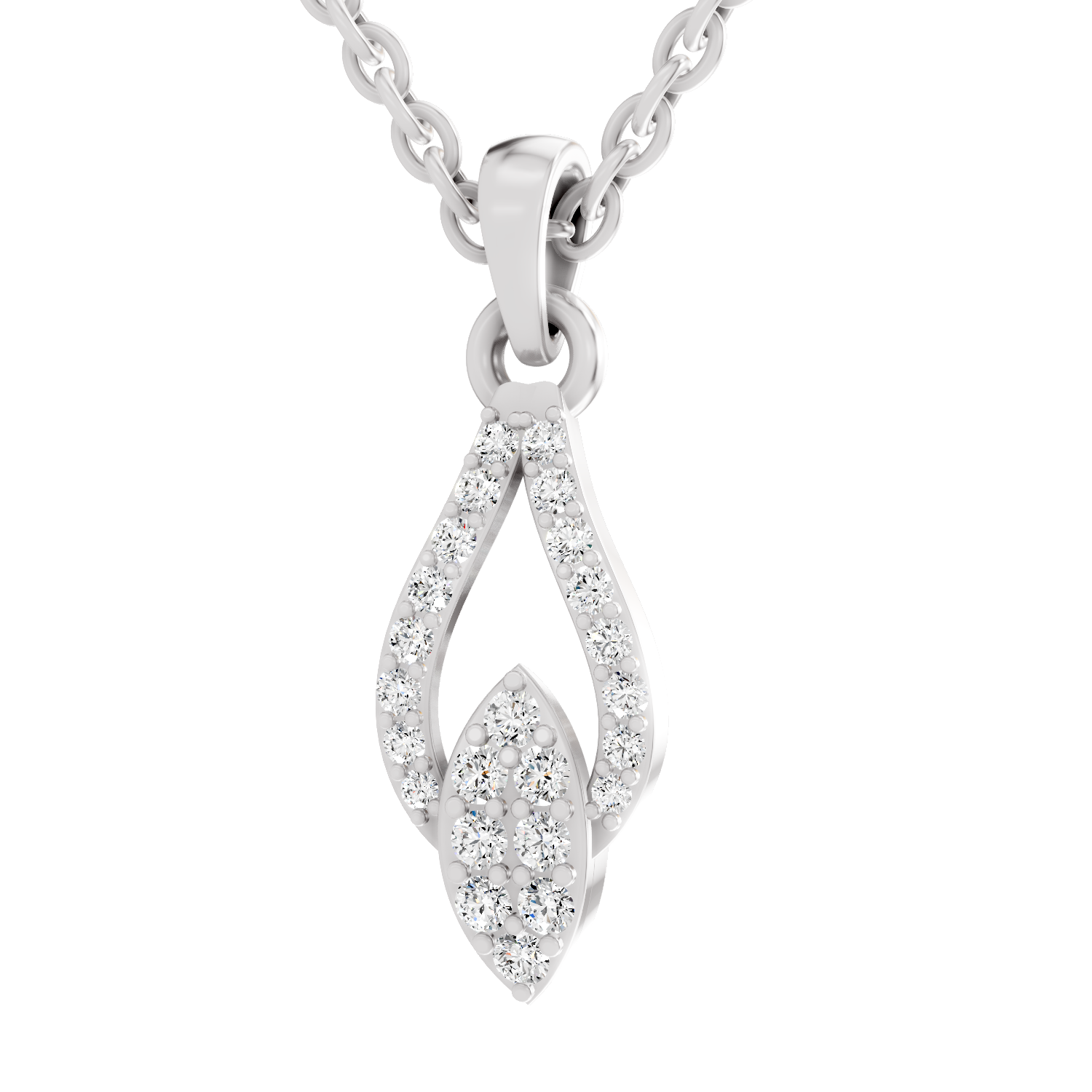 0.29 Carat Dewdrop Leaf Pendant | 14K White Gold
