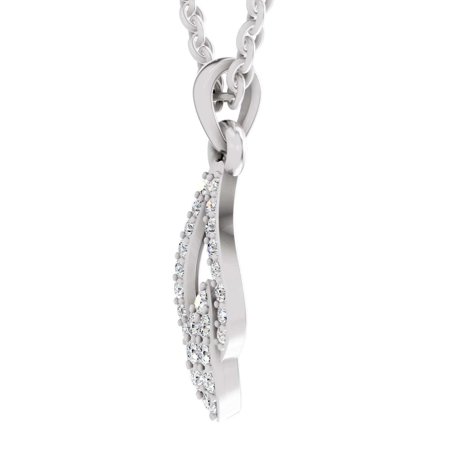 0.29 Carat Dewdrop Leaf Pendant | 14K White Gold