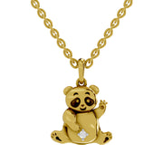 0.02 Round Shape | 925 Sterling Silver Gold Plated Panda Sparq Pendant Necklace