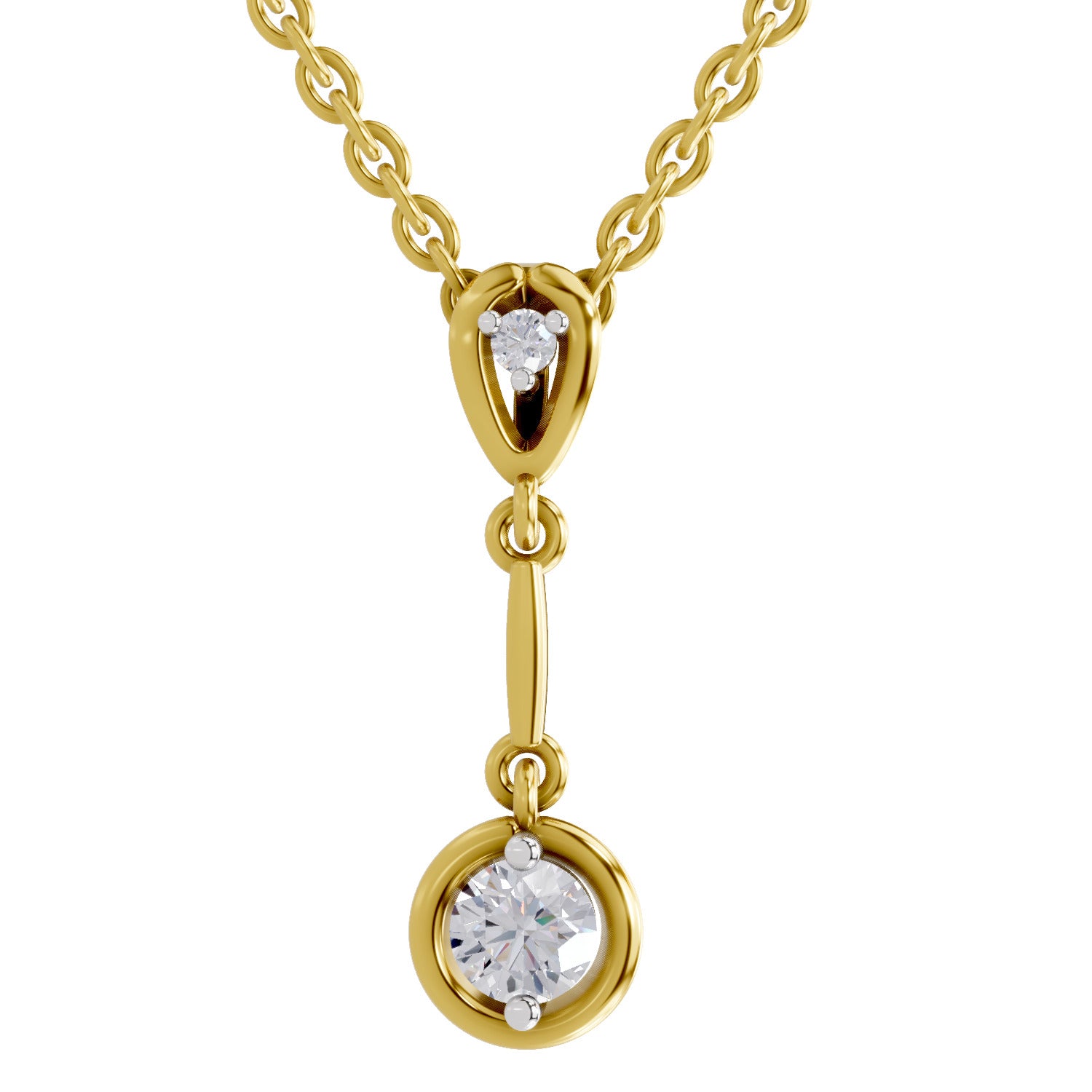 0.27 Round Shape | 925 Sterling Silver Gold Plated Pendant Necklace