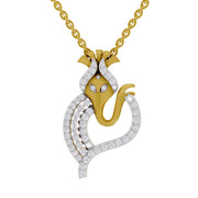 0.93 Round Shape | 925 Sterling Silver Gold Plated Ganesha Pendant Necklace