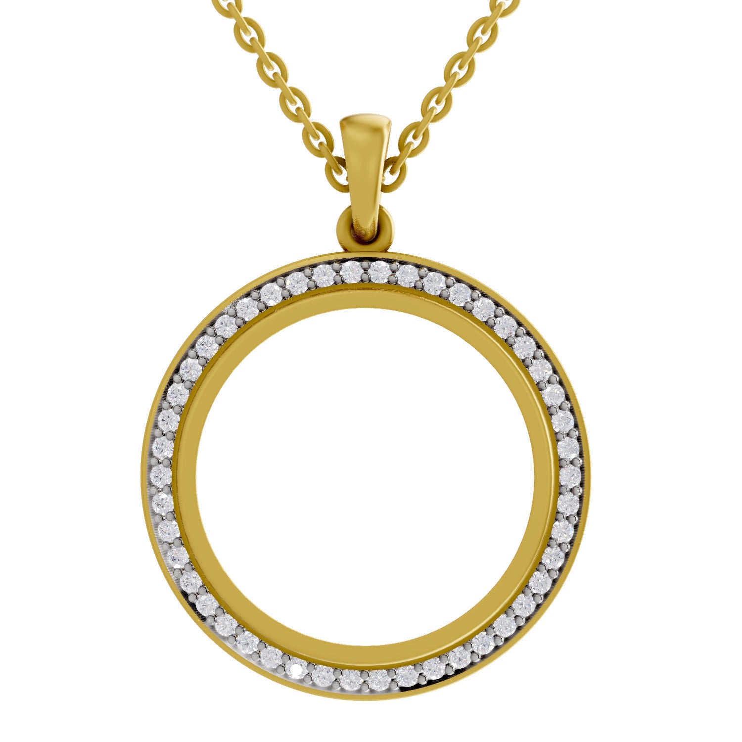 0.64 Round Shape | 925 Sterling Silver Gold Plated Circle Of Life Pendant Necklace