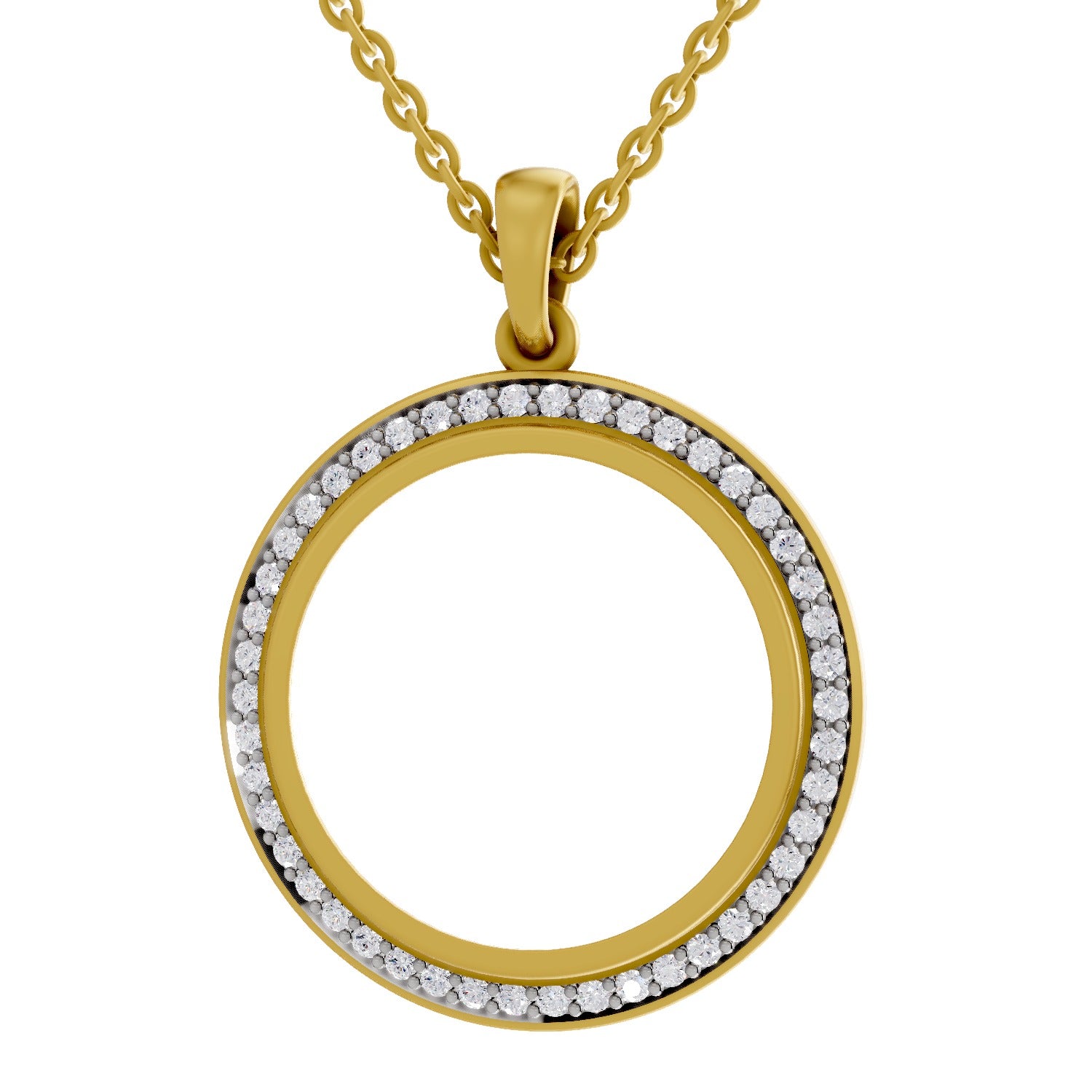 0.64 Round Shape | 925 Sterling Silver Gold Plated Circle Of Life Pendant Necklace